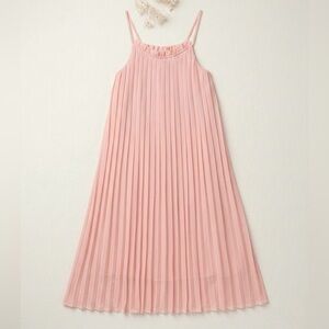 Solemio Dusty Rose Pleated Spaghetti Strap Dress